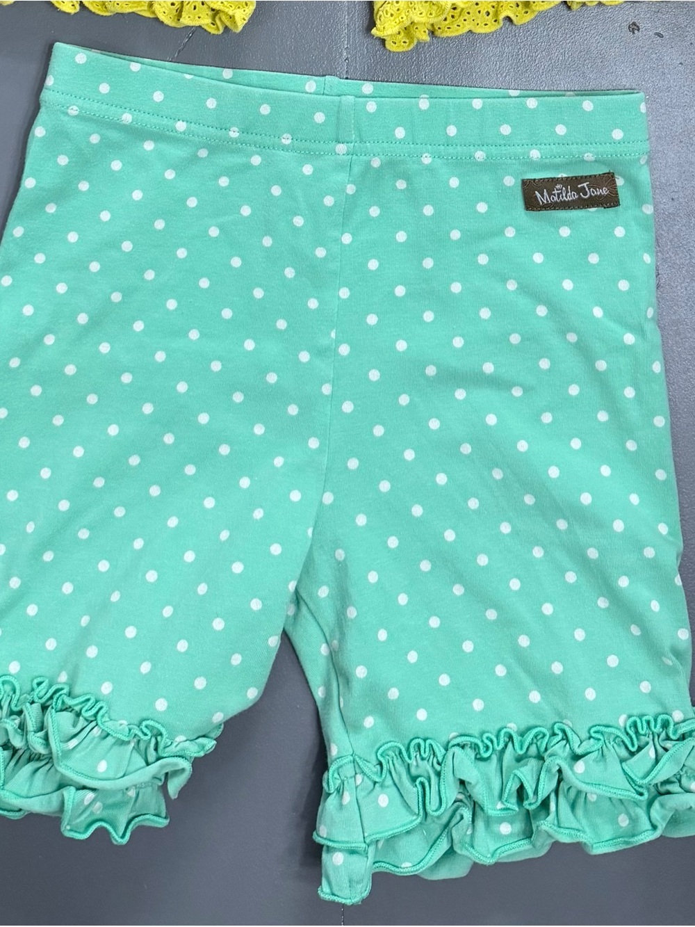Matilda Jane Mint Green Polka Dot Ruffle Shorts